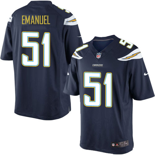 Men's Limited Kyle Emanuel Nike Jersey Navy Blue Home - #51 NFL Los Angeles Chargers